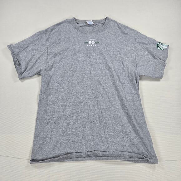 Starbucks‎ 50th Anniversary 1971-2021 Employee Gray T-Shirt Size Medium - Picture 1 of 6